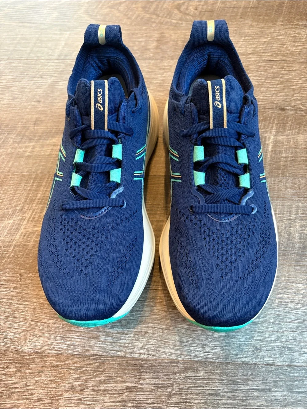ASICS GEL-Nimbus 26 Running Shoes Women's 6.5 Blue Expanse / Aurora Green